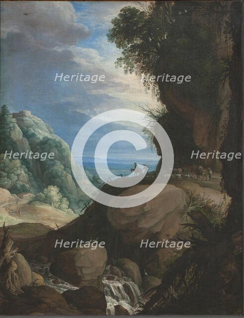 Italian Mountain Landscape with Shepherds;An Italianate Montainous Landscape, 1615-1631. Creators: Marten Ryckaert, Paul Brill.