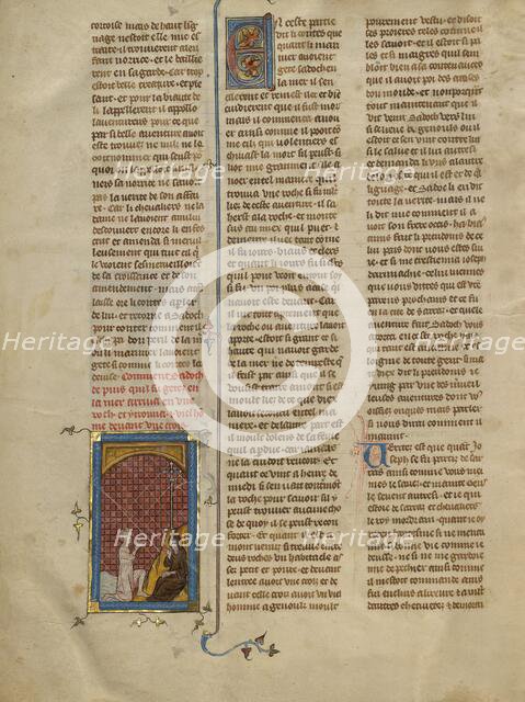 Sadoch Kneeling before a Hermit, about 1320-1340. Creator: Unknown.