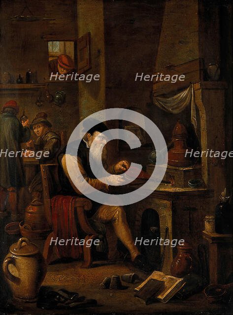 An alchemist in his laboratory, c1680s. Creator: Follower of David Teniers the younger.