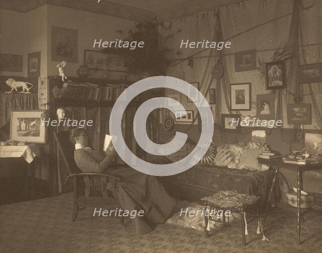 Miss Foster, faculty at Carlisle Indian School, full length, reclining in chair...c1901 - 1903. Creator: Frances Benjamin Johnston.