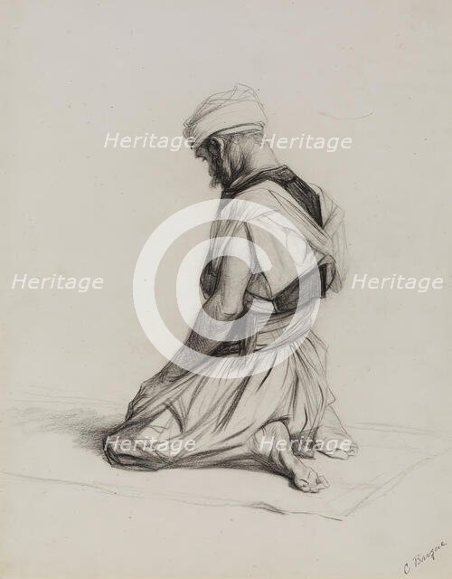 Arab Kneeling in Prayer, c1875. Creator: Charles Bargue.