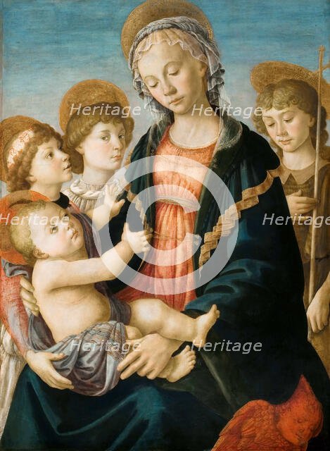 The Virgin and Child with Two Angels and the Young Saint John the Baptist, ca 1467. Creator: Botticelli, Sandro (1445-1510).
