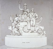 Monument to Earl Howe, sculpted by J Flaxman, St Paul's Cathedral, City of London, 1818. Artist: Charles Heath