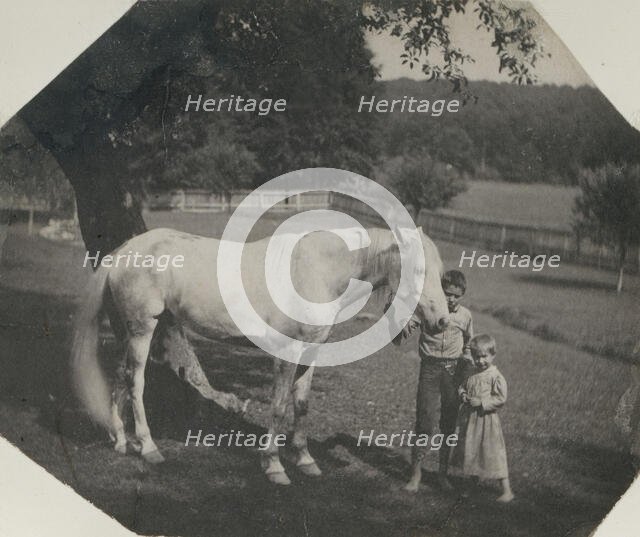 Thomas Eakins's Horse Billy and Two Crowell Children at Avondale, Pennsylvania, ca. 1892. Creator: Thomas Eakins.