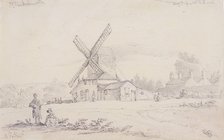View of mill with a windmill on Blackheath, Greenwich, London, 1833. Artist: George Shepheard