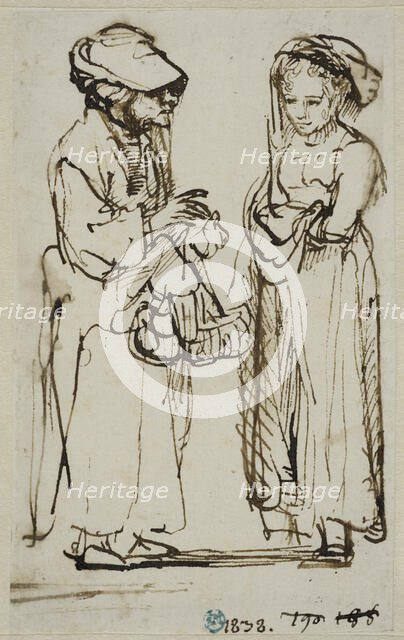 An old and a young woman are conversing. Creator: Ferdinand Bol.