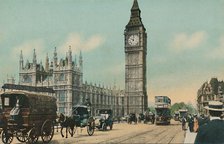 'Houses of Parliament, & Westminster Bridge, London', c1900s. Creator: Unknown.