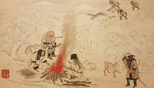 Sika Deer Hunting. From the series The Ainu, Second Half of the 19th cen.. Creator: Hirasawa, Byozan (1822-1876).