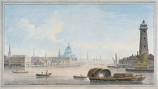 River Thames looking towards Blackfriars Bridge, London, 1818. Artist: Anon