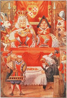 The King and Queen of Hearts were seated on their throne when they arrived , 1911. Creator: Tenniel, Sir John (1820-1914).