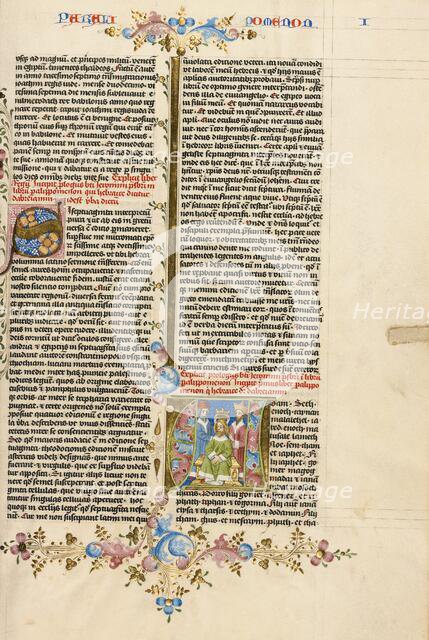 Initial A: The Coronation of David; Bible, about 1450. Creator: Circle of Stefan Lochner.