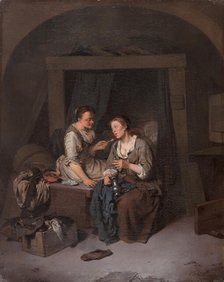 Two Maids Drinking and Smoking, 1663. Creator: Cornelis Bega
