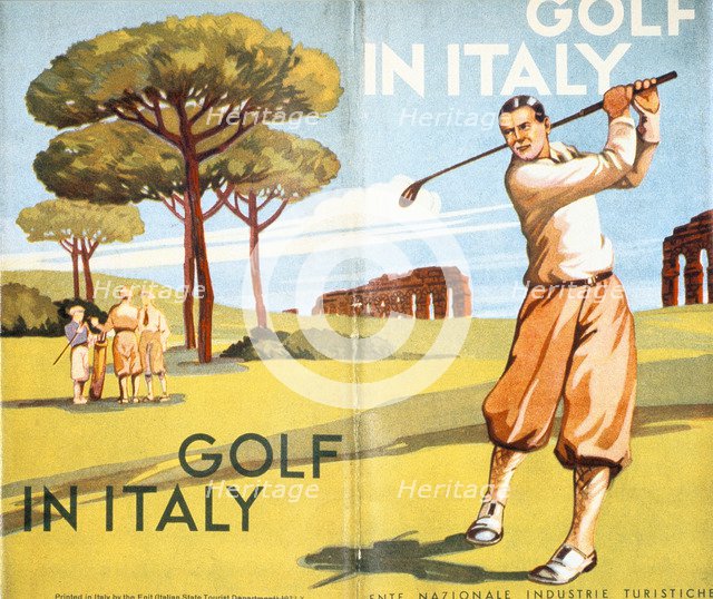 Pamphlet advertising golf in Italy, 1932. Artist: Unknown