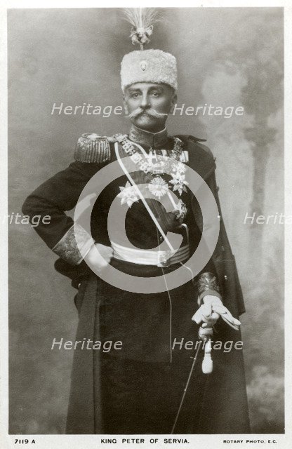 King Peter I of Serbia, c1903-c1918(?). Artist: Unknown
