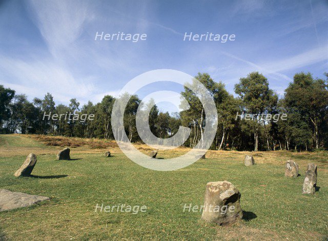 Nine Ladies Stone Circle, Stanton Moor, Peak District, Derbyshire, 2010. Artist: Andrew Tryner.