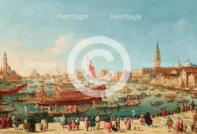 The Doge on the Bucintoro near the Riva di Sant'Elena. Creator: Grubacs, Giovanni (1830-1919).
