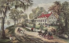A Home On The Mississippi, pub. 1871,  Currier & Ives (Colour Lithograph)