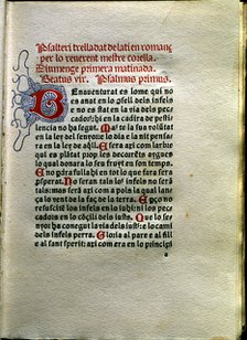 Page of the work 'Psalteri' by Joan Rois de Corella, printed in Venice in 1490 by Johan Hertezog,…