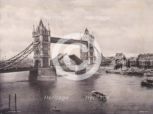 View of the east side of Tower Bridge, Stepney, London, c1900. Artist: Anon