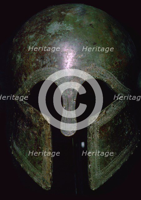 A Greek bronze helmet. Artist: Unknown