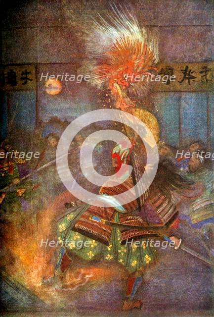 'Raiko slays the Goblin of Oyeyama', 1912. Creator: Evelyn Paul.