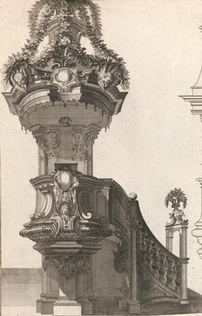 Design for a Pulpit, Plate 1 from an Untitled Series of Pulpit Designs, Pri..., Printed ca. 1750-56. Creator: Martin Engelbrecht.