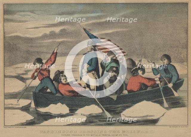 Washington Crossing the Delaware - Evening Previous to the Battle of Trenton, December ..., 1857-71. Creators: Nathaniel Currier, James Merritt Ives, Currier and Ives.