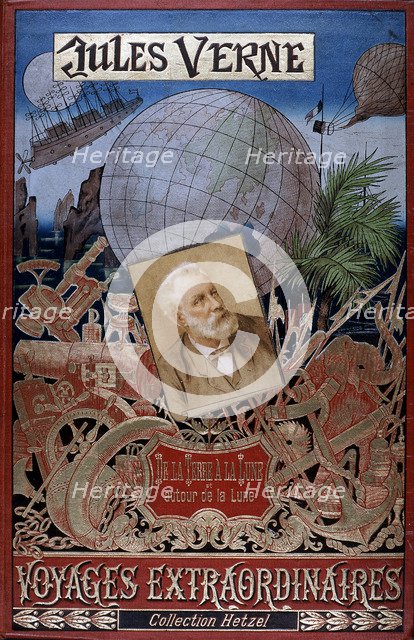 Cover of De la Terre a la Lune and Autour de la Lune, by Jules Verne, c1896. Artist: Unknown
