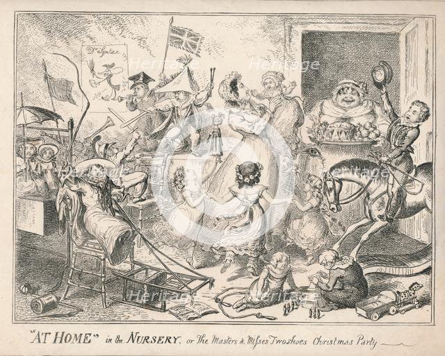 '"At Home" in the Nursery, or The Masters and Misses Two Shoes Christmas Party', 1835. Creator: Unknown.