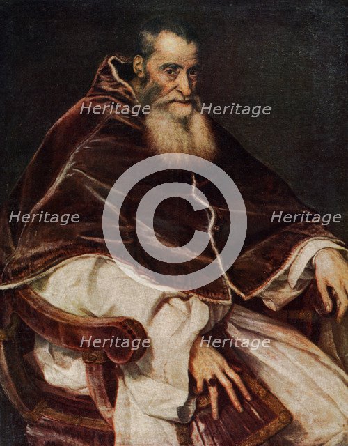 Pope Paul III (1468-1549), 1543 (1930).Artist: Titian