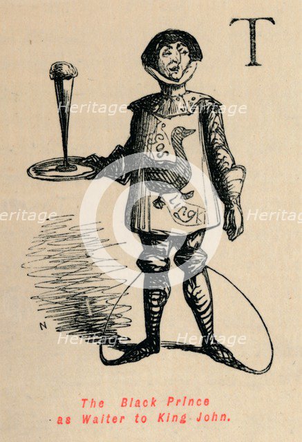 'The Black Prince as Waiter to King John', c1860, (c1860). Artist: John Leech.