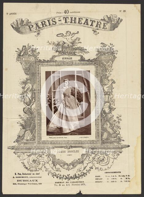 Paris Theatre: Aimee Desolee, 1874. Creator: Alphonse J. Liébert.