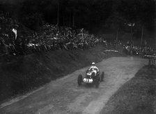 Single-seater MG R type competing in the Shelsley Walsh Hillclimb, Worcestershire, 1935. Artist: Bill Brunell.