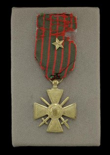 French Croix de Guerre medal issued to Cpl. Lawrence Leslie McVey, 1918. Creator: Unknown.