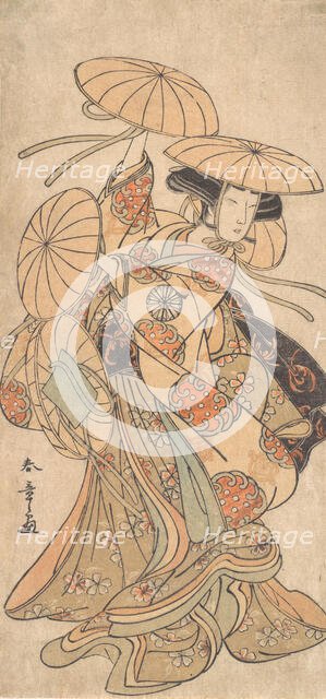 Kabuki Actor Nakamura Tomijuro I in a Female Dance Role , ca. 1777. Creator: Shunsho.