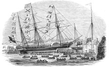 Launch of "The Braganza" steamer at Cowes, 1844. Creator: Unknown.
