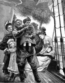 In Sight of Home: Christmas Morning - drawn by A. Emslie, 1880. Creator: Eugène Froment.