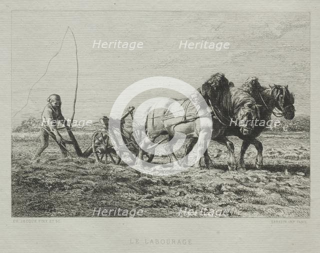 Ploughing. Creator: Charles-Émile Jacque (French, 1813-1894).