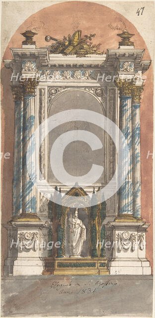 Design for an Altar with a Statue of the Virgin and Child., ca. 1831. Creator: Anon.