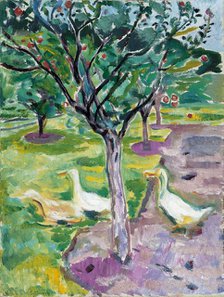 Geese in an Orchard, c. 1911. Artist: Munch, Edvard (1863-1944)