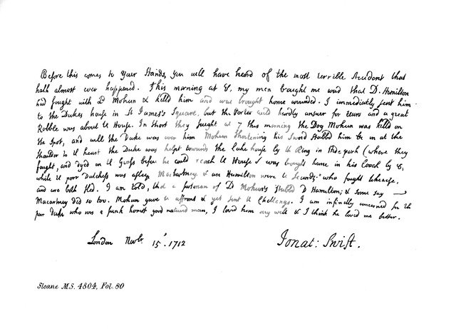 Extract from Dean Swift's journal, addressed to Mrs Dingley, 1712, (1840). Artist: Jonathan Swift