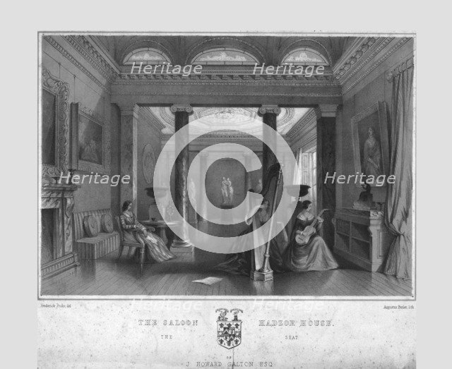 'The Saloon, Hadzor House', 19th century. Creator: Frederick Peake.
