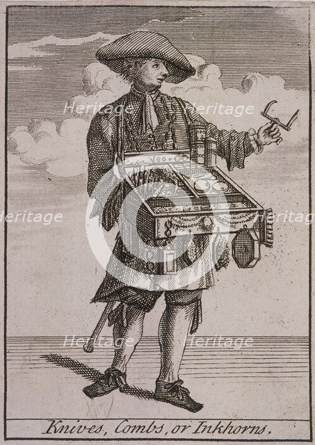 'Knives, Combs, or Inkhorns', Cries of London, (c1688?). Artist: Anon