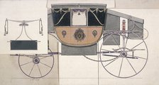 Constructional drawing of a coach with six overlapping portions of details and notes, 1785. Artist: Charles Parr