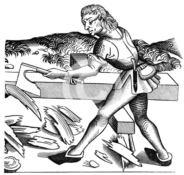 Ship carpenter, 15th century (1849). Artist: Unknown