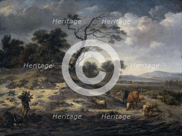 Landscape with Cattle on a Country Road, 1655-1684. Creator: Jan Wijnants.