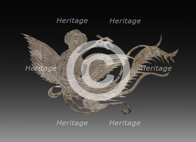 Inlay for a Mirror or Box: Lady and Mandolin, c. 900-1000. Creator: Unknown.