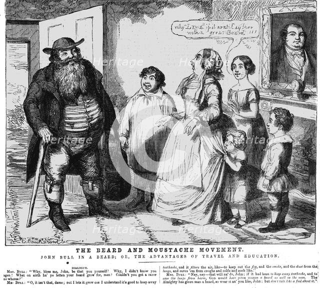 'John Bull in a Beard; The Beard and Moustache Movement', 1854. Creator: George Cruikshank.