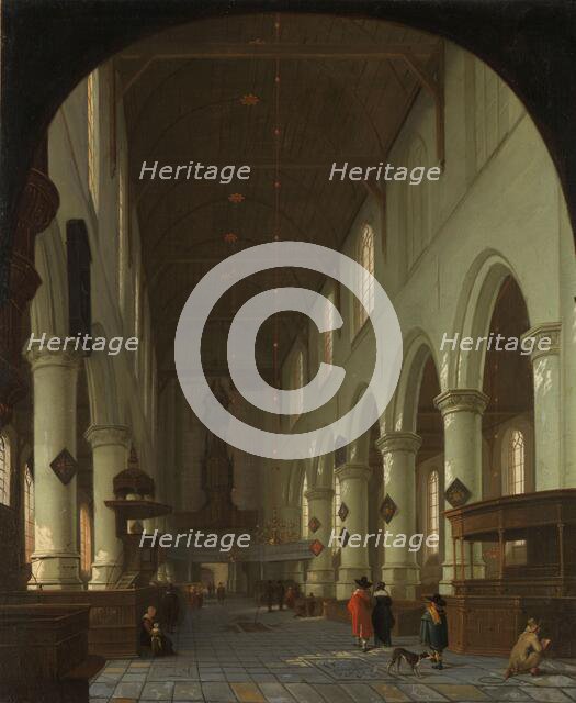 Interior of the Oude Kerk in Delft from the Choir toward the Portal, 1660-1690. Creator: Cornelis de Man.