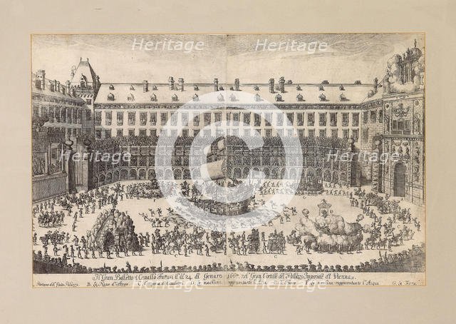 Equestrian ballet in the courtyard of the Vienna Hofburg ..., 1667. Creator: Anonymous.